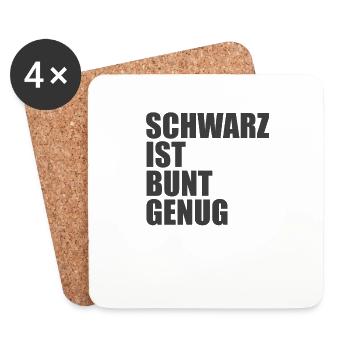 Metal Hardrock Emo Schwarz ist bunt genug Shirt - Untersetzer (4er-Set) - Weiß - Vorne