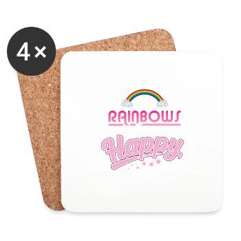 Rainbows makes me happy - Dessous de verre (lot de 4) - blanc - Devant