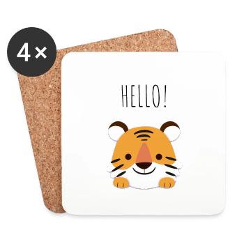 süßer Tiger - Untersetzer (4er-Set) - Weiß - Vorne
