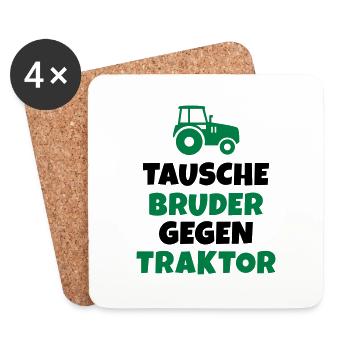 Tausche Bruder gegen Traktor - Untersetzer (4er-Set) - Weiß - Vorne