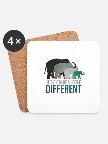 Its ok to be different - Sei anders Elefant - Untersetzer (4er-Set) - Weiß