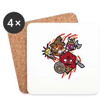 RPG Role Player Games Tabletop Würfel Krieger - Untersetzer (4er-Set) - Weiß - Vorne