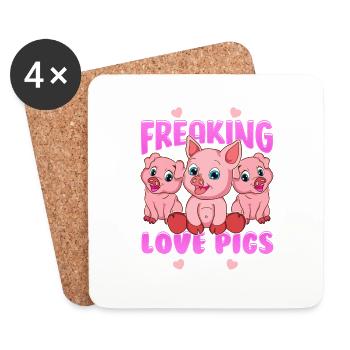 I love pigs sweet piggy gift - Coasters (set of 4) - white - Front