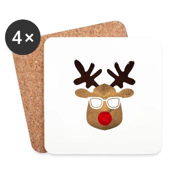 Ugly Xmas Cool Deer Animal Christmas - Coasters (set of 4) - white - Front