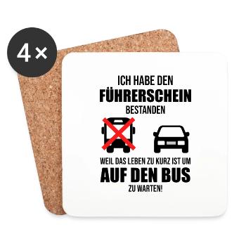Führerschein Bestanden Fahrschule Geschenk - Untersetzer (4er-Set) - Weiß - Vorne