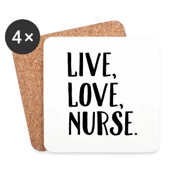 Live, Love, Nurse. - Coasters (set of 4) - white - Front