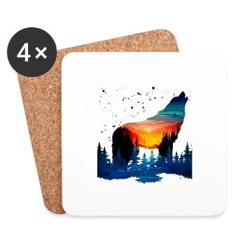 Wolf - Untersetzer (4er-Set) - Weiß - Vorne
