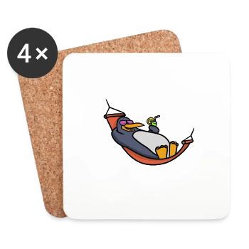 Daddy Penguin on the hammock Papa Pinguin auf der - Untersetzer (4er-Set) - Weiß - Vorne