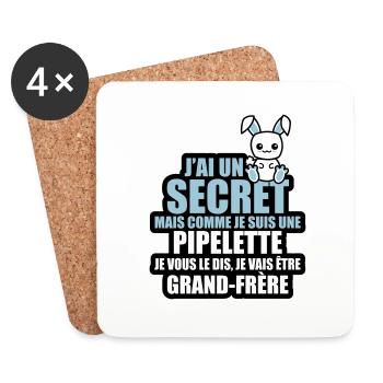 j'ai un secret je vais être grand-frère - Dessous de verre (lot de 4) - blanc - Devant