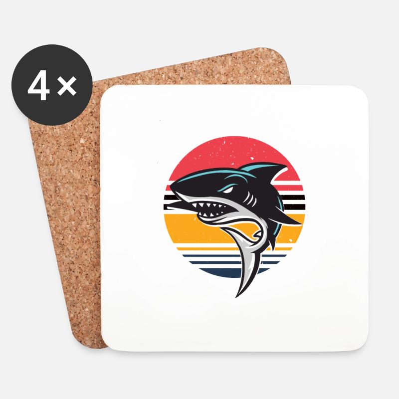 Shark - Untersetzer (4er-Set) - Weiß