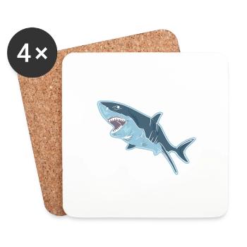 Shark Haifisch - Untersetzer (4er-Set) - Weiß - Vorne
