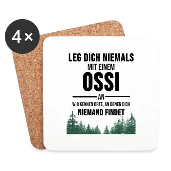 DDR Ossi Osten Ostblock Ostalgie Sachsen Geschenk - Untersetzer (4er-Set) - Weiß - Vorne
