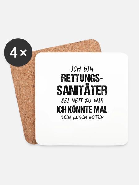 Rettungssanitäter Sanitäter Rettung Geschenk - Untersetzer (4er-Set) - Weiß