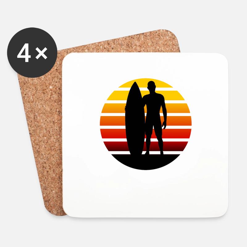 Surfer Retro Design - Untersetzer (4er-Set) - Weiß