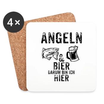 Angeln und Bier - Untersetzer (4er-Set) - Weiß - Vorne