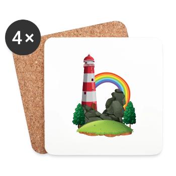 Leuchtturm, internationaler Leuchtturm Tag - Untersetzer (4er-Set) - Weiß - Vorne