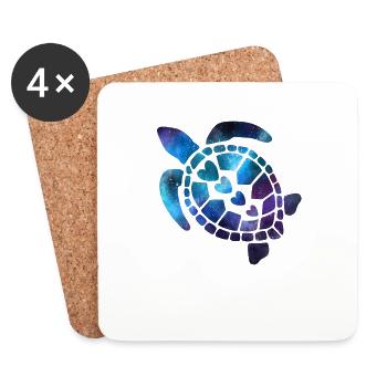 Sea Turtle in Space - Coasters (set of 4) - white - Front