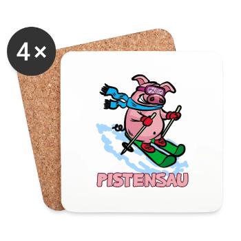 Pistensau Sau Porc skieur - Dessous de verre (lot de 4) - blanc - Devant