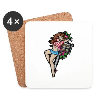 PIN UP GIRL TATTOO - Untersetzer (4er-Set) - Weiß - Vorne