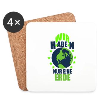 Erde Planet Klimawandel Umweltschutz Klima - Untersetzer (4er-Set) - Weiß - Vorne