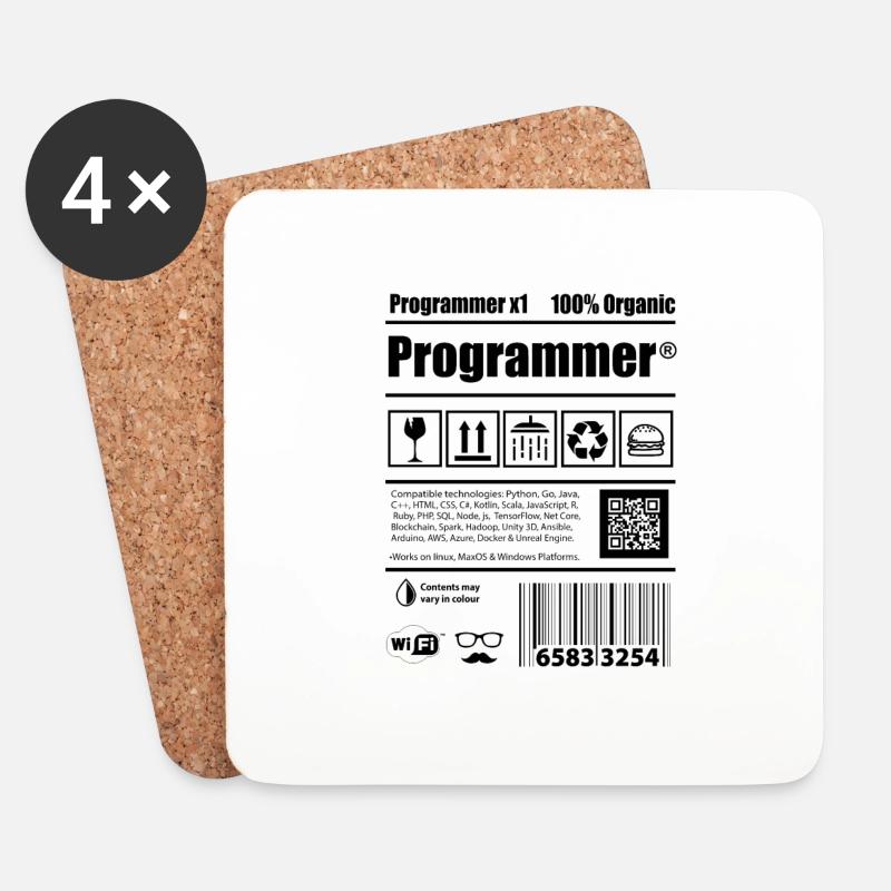 Coder Programmierer Koffein Entwickler Geschenk - Untersetzer (4er-Set) - Weiß