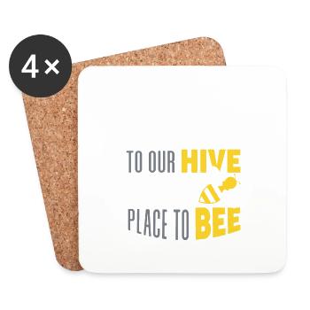 Welcome to our Hive Bee Geschenk - Untersetzer (4er-Set) - Weiß - Vorne