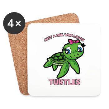 JUSTE UNE FILLE WHO LOVES TURTLES - Dessous de verre (lot de 4) - blanc - Devant