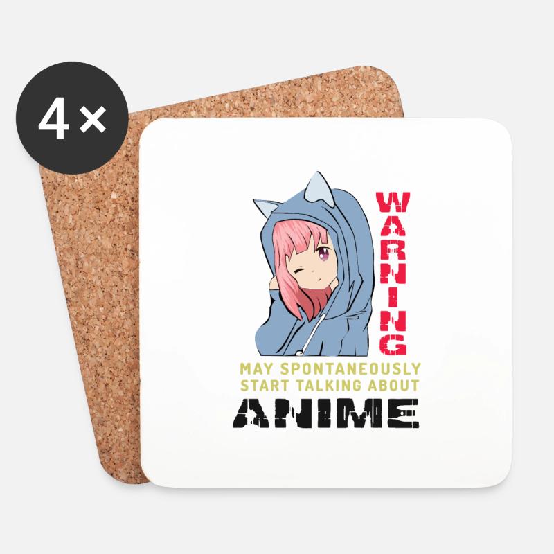 Anime Chat Funny - Coasters (set of 4) - white