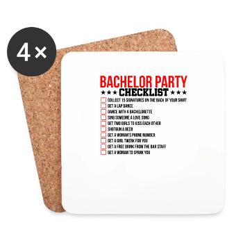 Bachelor todo bachelor party liste de contrôle - Dessous de verre (lot de 4) - blanc - Devant
