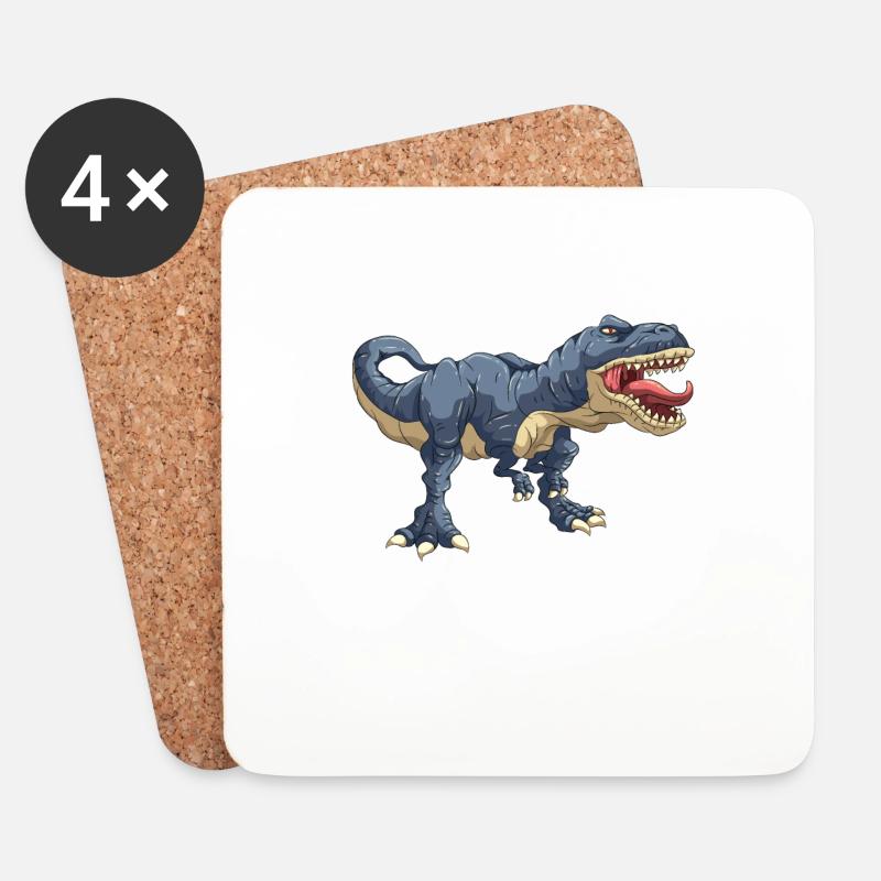 T Rex Dinosaurier - Untersetzer (4er-Set) - Weiß