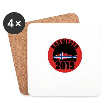 Norwegen Angler Tshirt 2019 Dorsch Hochsee Angeln - Untersetzer (4er-Set) - Weiß - Vorne