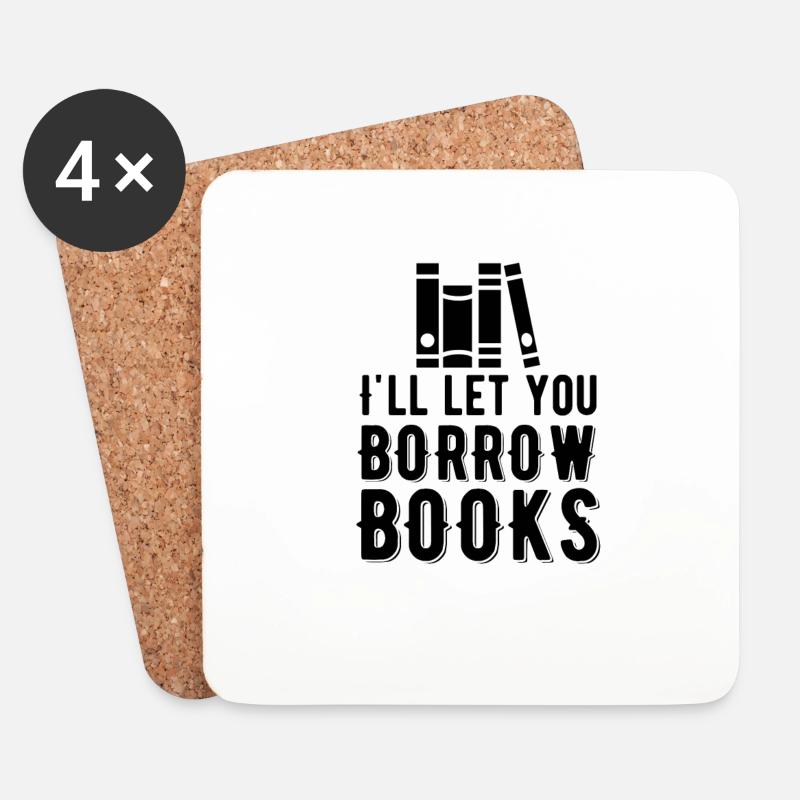 Bibliothek Ich Verleihe Bücher - Untersetzer (4er-Set) - Weiß