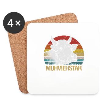 Kuh Tier Kühe Bauernhof Geschenk · Muhviehstar - Untersetzer (4er-Set) - Weiß - Vorne