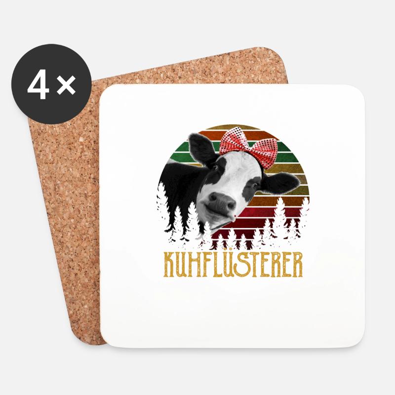 Kuh Tier Kühe Bauernhof Geschenk · Kuhflüsterer - Untersetzer (4er-Set) - Weiß