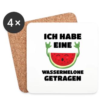 Ich Habe EIne Wassermelone Getragen Mama Geschenk - Untersetzer (4er-Set) - Weiß - Vorne