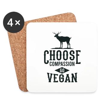 GO VEGAN Cadeau végétarien pour les végétaliens - Dessous de verre (lot de 4) - blanc - Devant