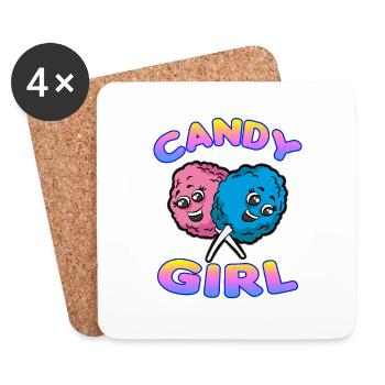 CANDY GIRL cotton candy - Coasters (set of 4) - white - Front