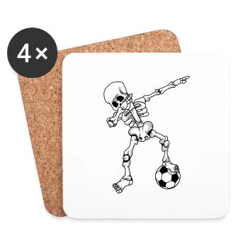 Dabbing Skeleton Halloween Football Ball Gift - Coasters (set of 4) - white - Front