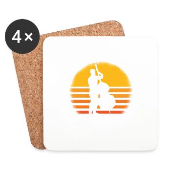 Kontrabass Retro Kontrabassist Jazz Geschenk - Untersetzer (4er-Set) - Weiß - Vorne