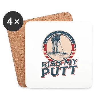 Embrassez mon putt drôle cadeau de golf mignon blague vintage - Dessous de verre (lot de 4) - blanc - Devant