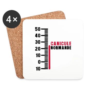 thermometre canicule normande humour - Dessous de verre (lot de 4) - blanc - Devant