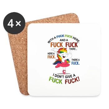 Licorne doigt du milieu baise café matin grouch - Dessous de verre (lot de 4) - blanc - Devant