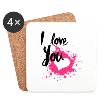 I Love You - Dessous de verre (lot de 4) - blanc - Devant