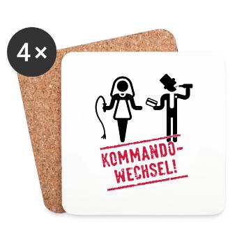 Kommandowechsel / Braut & Bräutigam (JGA) - Untersetzer (4er-Set) - Weiß - Vorne