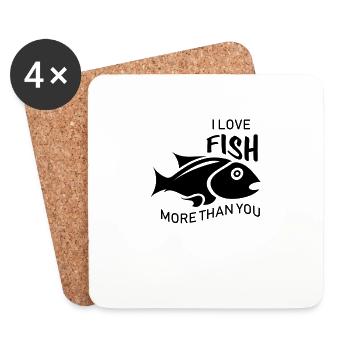 Fish Love I love fish more then you - Coasters (set of 4) - white - Front