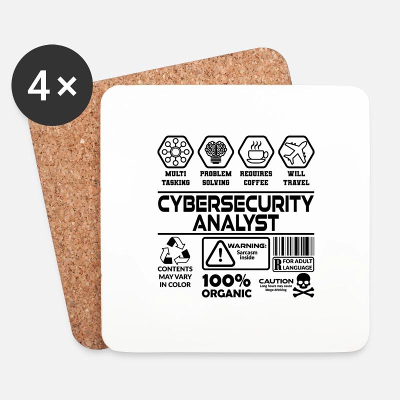 Cybersecurity Analyst - Untersetzer (4er-Set) - Weiß