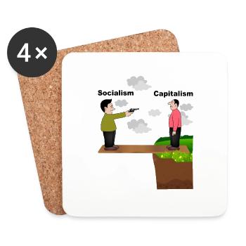 Socialisme contre le capitalisme conservateur - Dessous de verre (lot de 4) - blanc - Devant