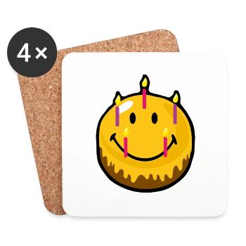 Smiley Birthday Cake - Coasters (set of 4) - white - Front