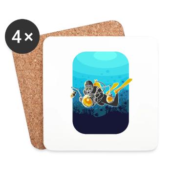 UNTERWASSERFOTOGRAF mit Kamera Geschenk Tauchen - Untersetzer (4er-Set) - Weiß - Vorne