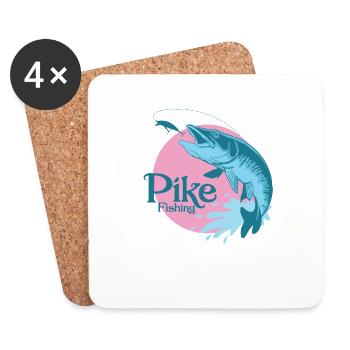 Hecht Angler "Pike Fishing" - Untersetzer (4er-Set) - Weiß - Vorne